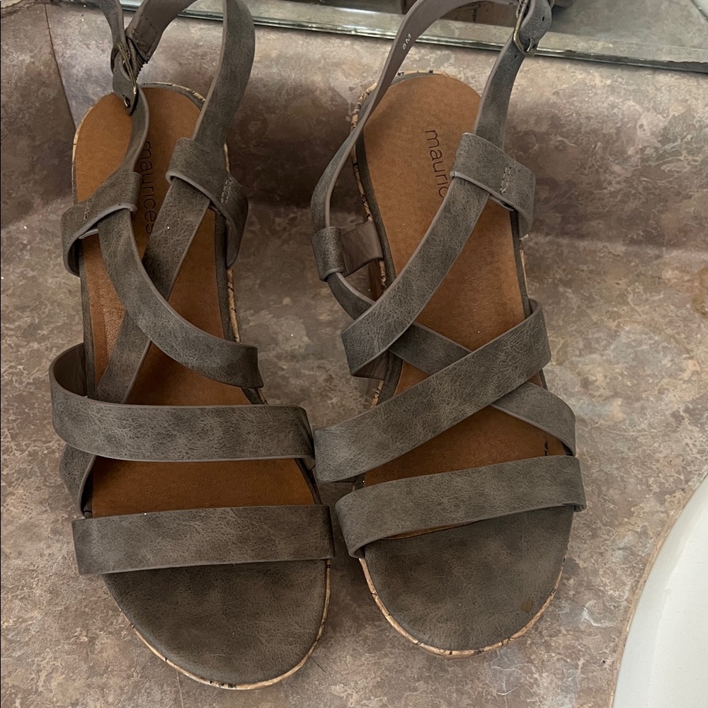 Maurices Taupe Gray Multi-Strap Women's Sandals